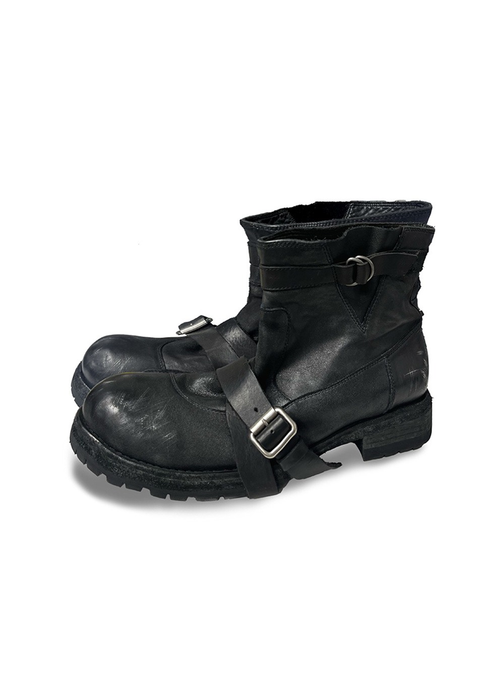 Frosted Leather Engineer Boots - BCAESAR