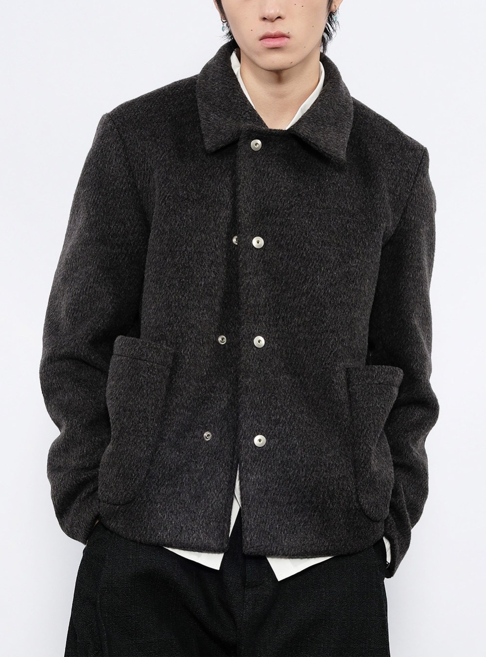 Graphite Wool Blend Short Jacket