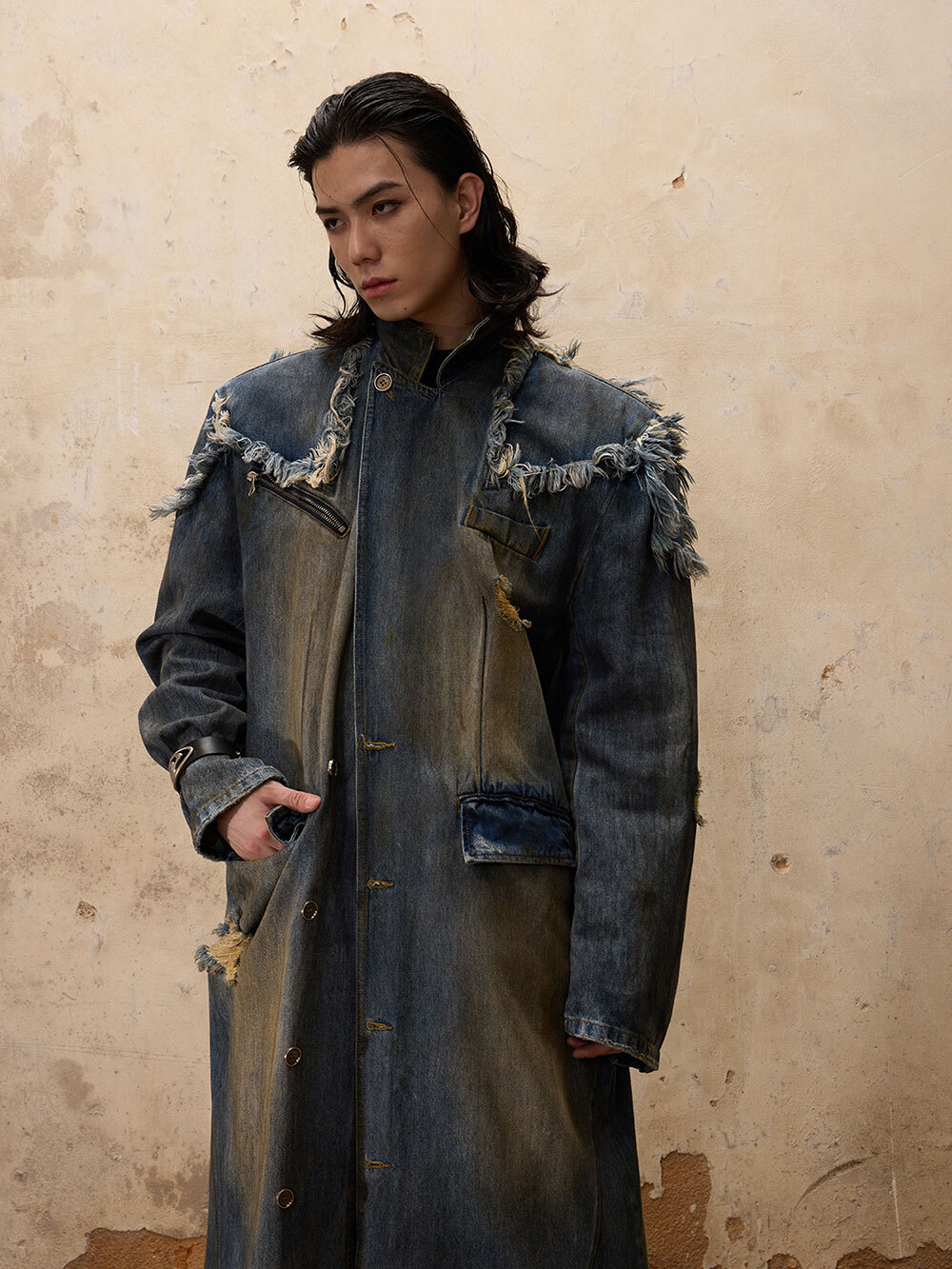 PERSONSOUL] Dirty Denim Coat - 430 ARCHIVE