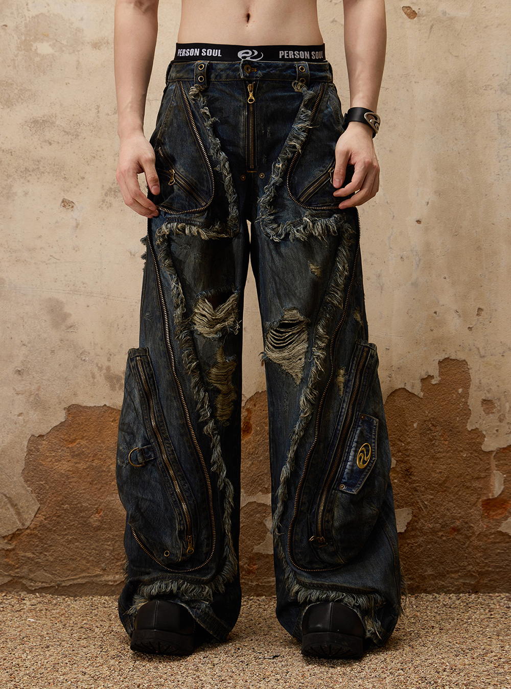 PERSONSOUL] Destroyed Vintage Denim Pants - 430 ARCHIVE