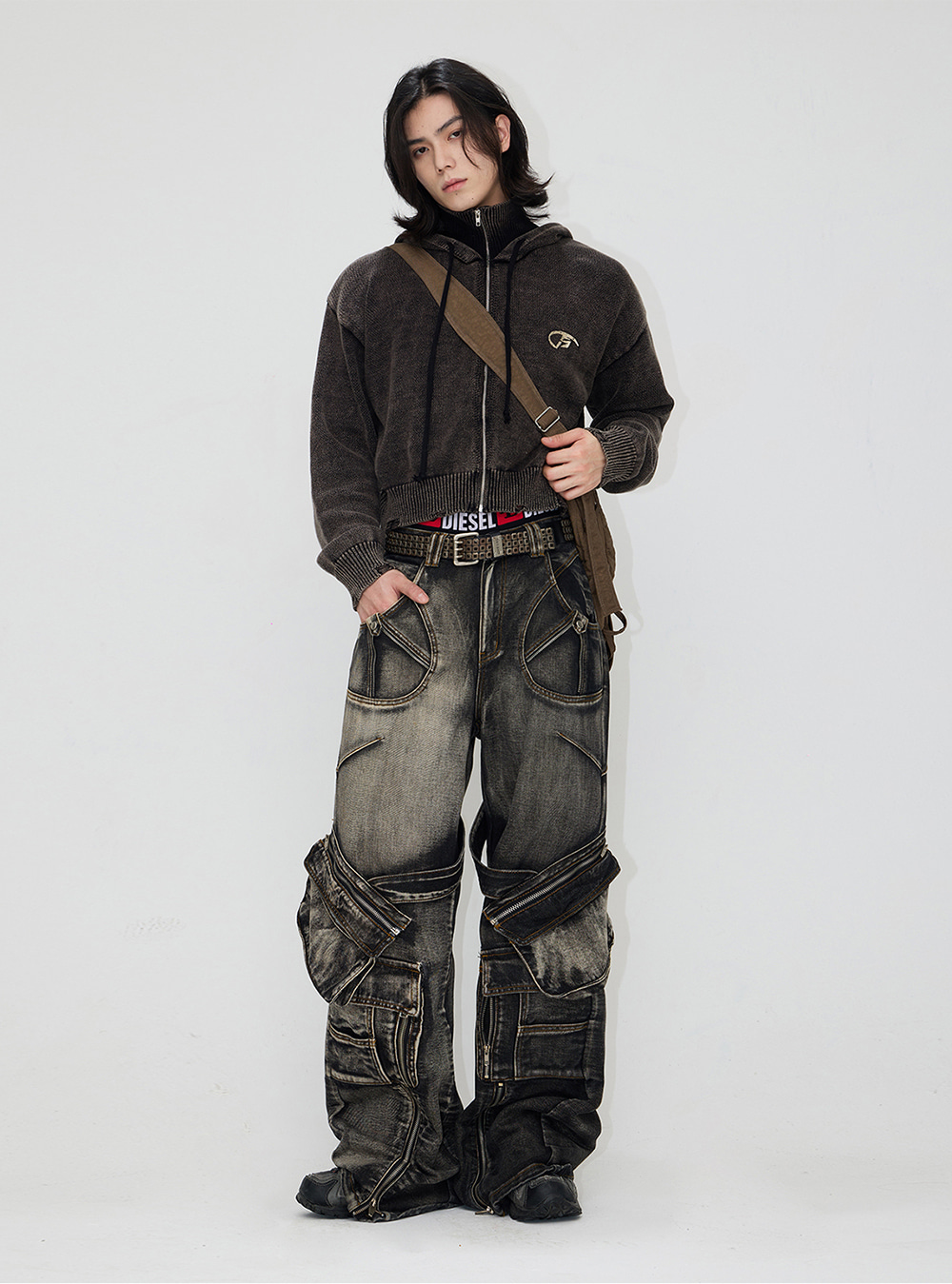 パンツ PEOPLESTYLE Multi-pocket Jeans PEOPLESTYLE] Potts Merson Multi-Pocket Wide Denim Pants