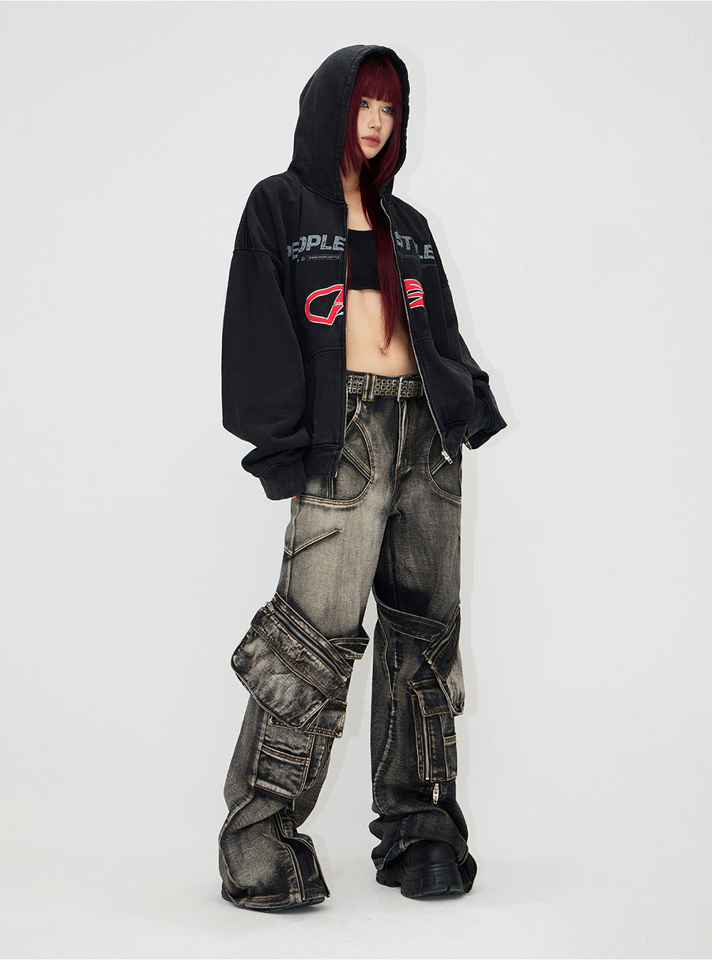 PEOPLESTYLE] Potts Merson Multi-Pocket Wide Denim Pants