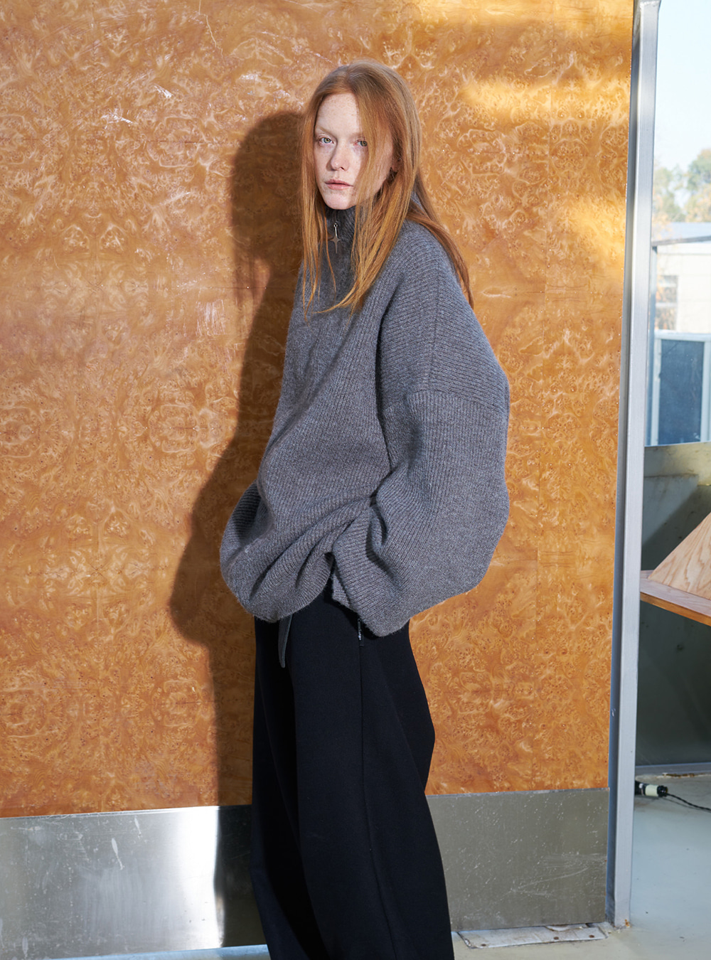 ANTERIOR LOVED×CasseSango] gray turtleneck zipper jacket