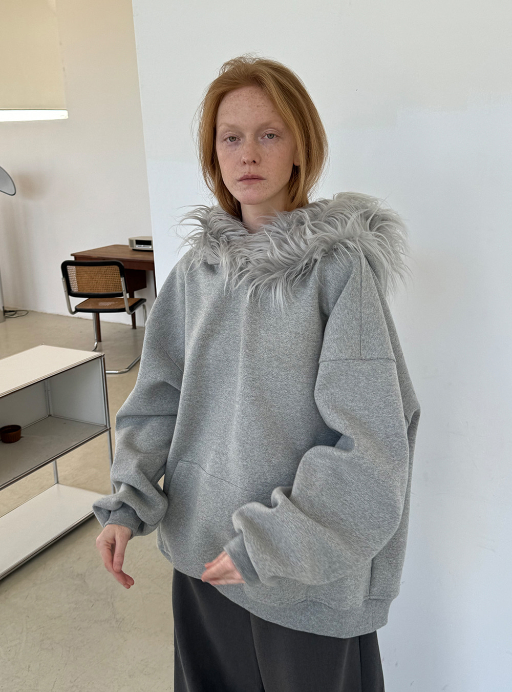 ANTERIOR LOVED×CasseSango] Detachable fur collar pullover hooded 