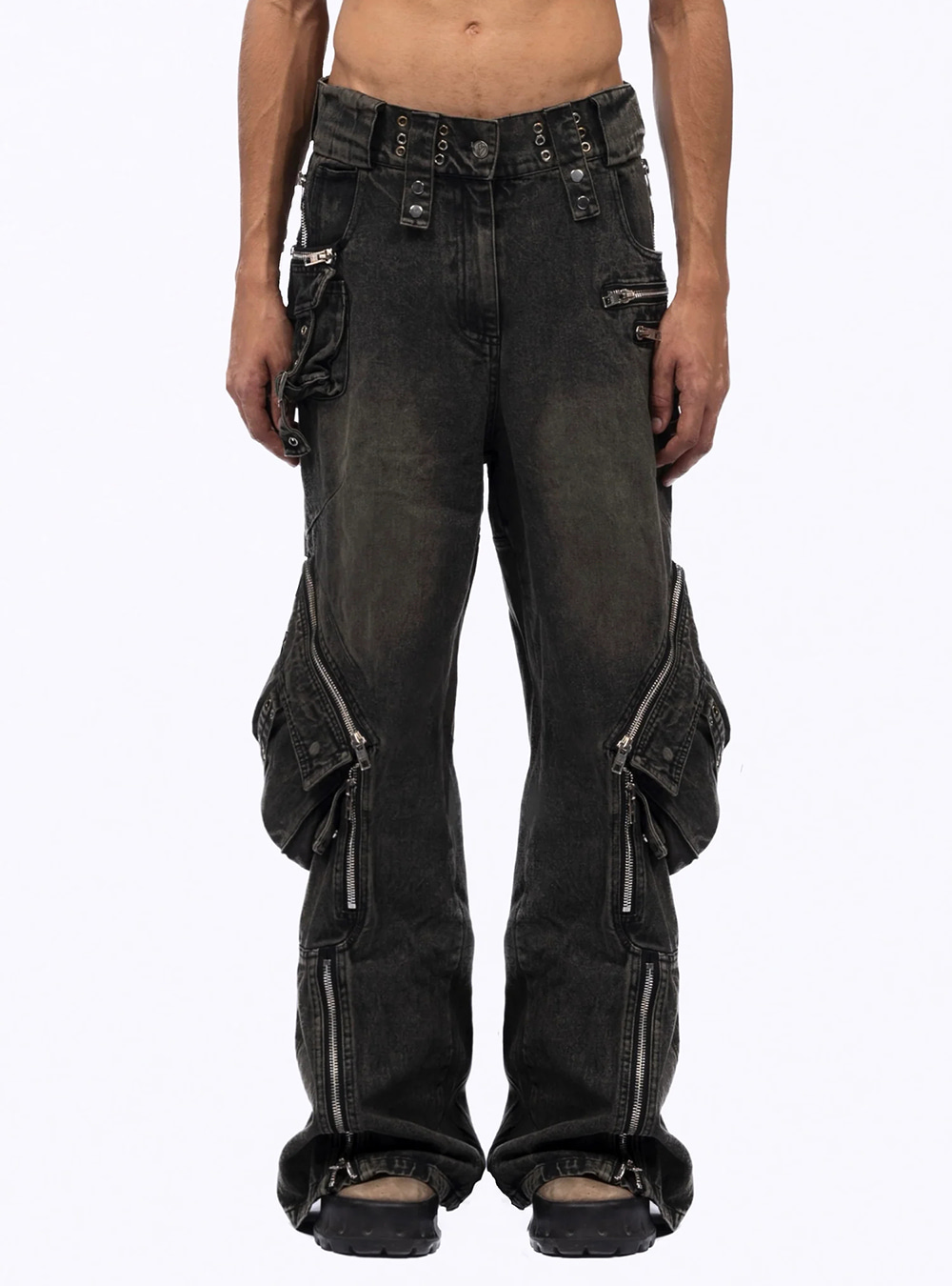 NO/FAITH STUDIOS] GREEN BLACK USED CARGO PANTS - 비엑세스