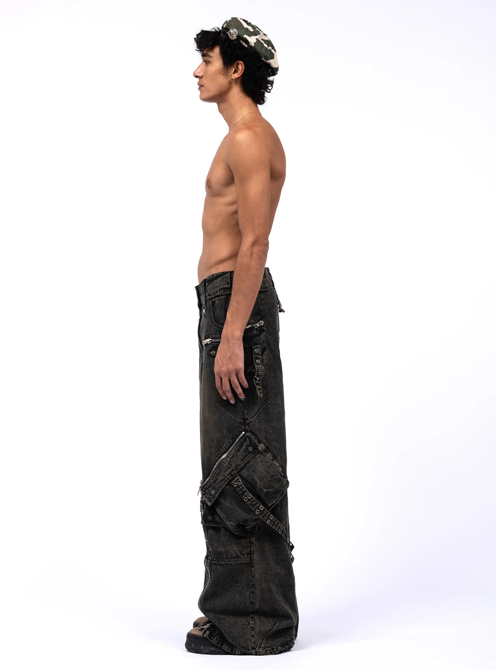 NO/FAITH STUDIOS] GREEN BLACK USED CARGO PANTS - 비엑세스