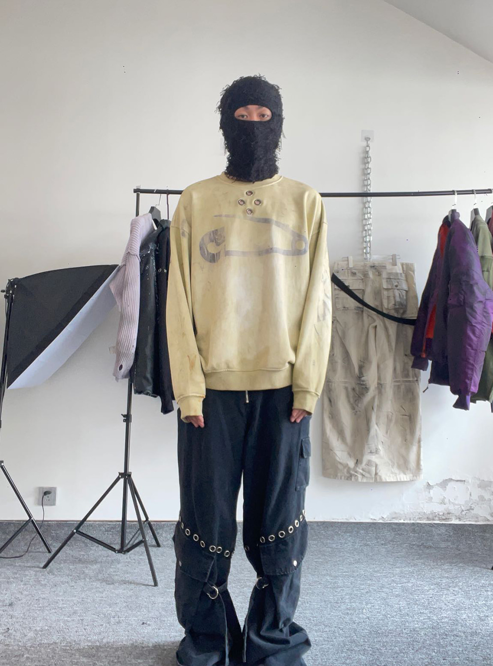 国内で当店のみ Hell System - TIE DYE PATTERN CLIP PRINT HELL SYSTEM] TIE DYE PATTERN CLIP PRINT SWEATSHIRT - BCAESAR