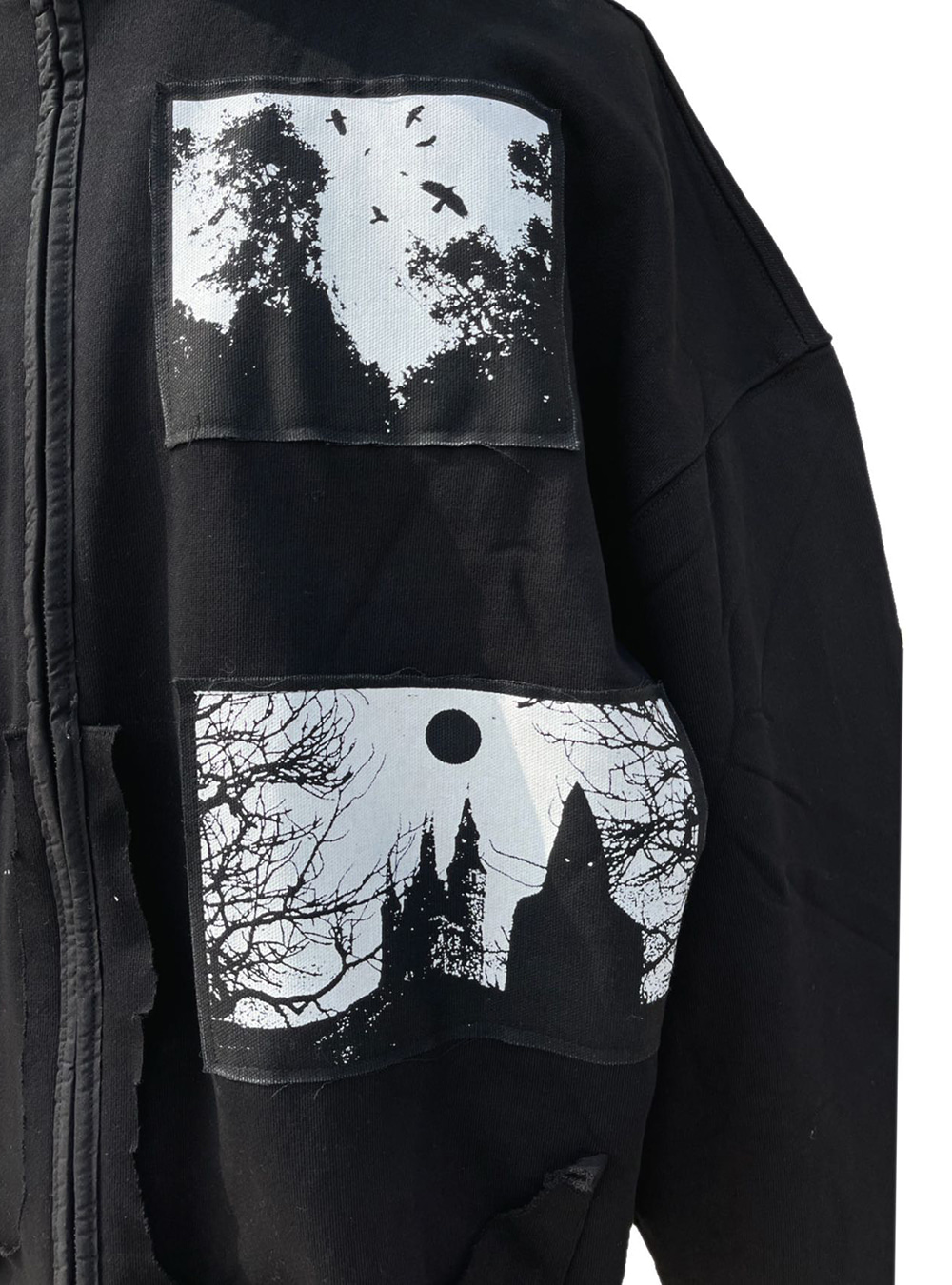 国内で当店のみ Hell System - NINJA ZIPPER SHORT HOODED HELL SYSTEM] NINJA ZIPPER SHORT HOODED SWEATSHIRT - BCAESAR