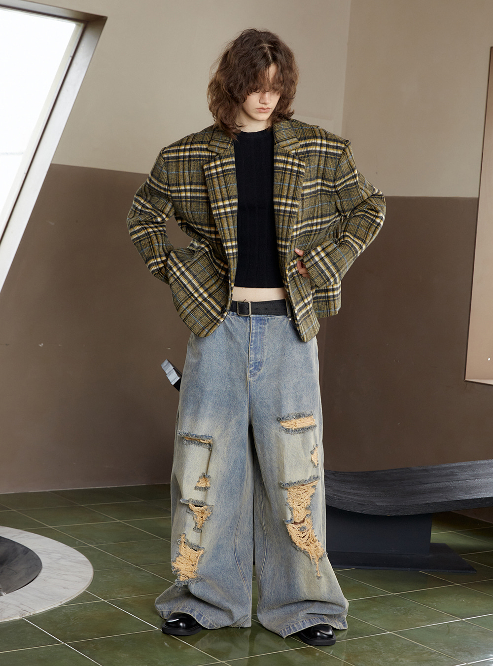 ANTERIOR LOVED×CasseSango] Retro Checkered Casual Suit