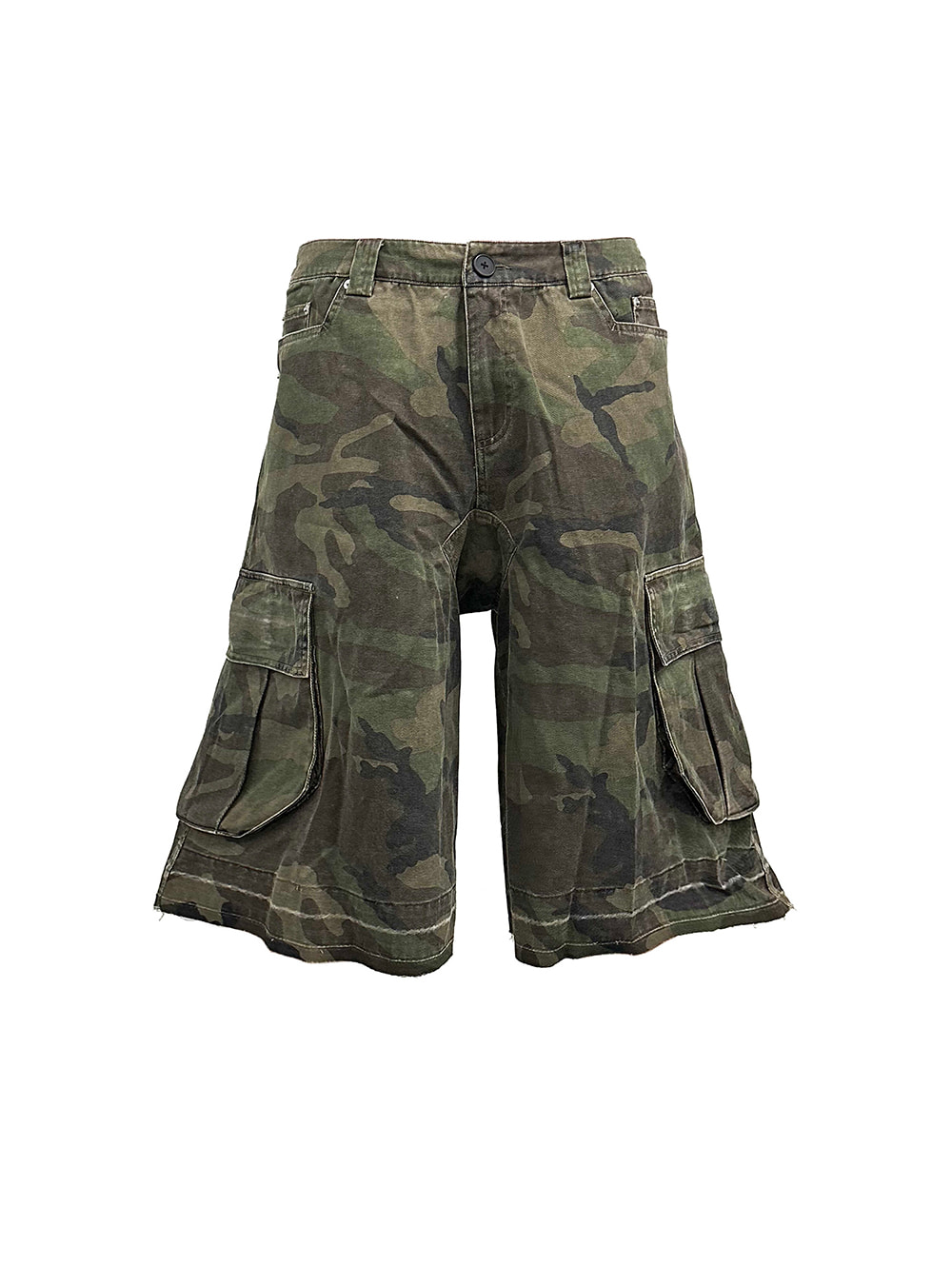 PCCVISION] Camouflage Shorts Printed Distressed Pants - BCAESAR