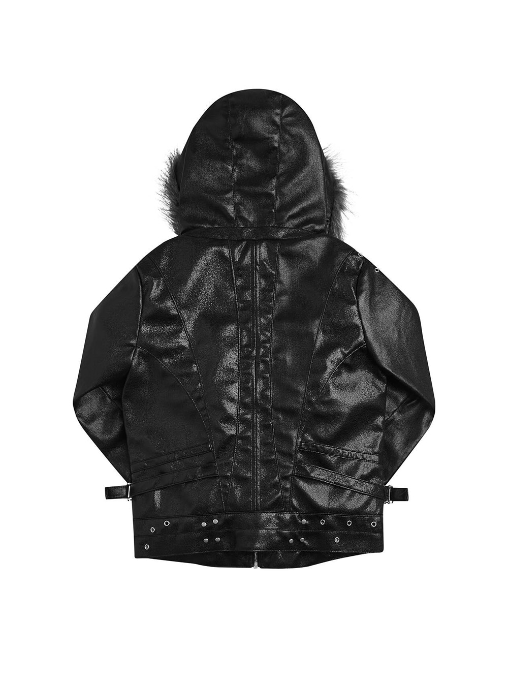 COZY] DECONSTRUCTED LEATHER HOODED JACKET - BCAESAR