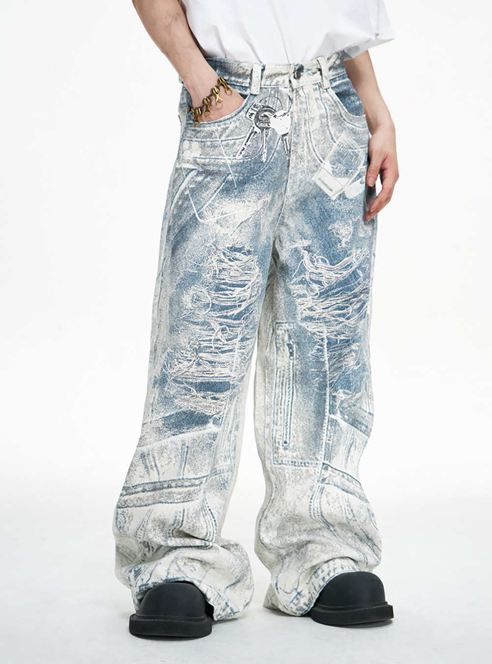 PEOPLESTYLE] 3D Printed Baggy Jeans - BCAESAR