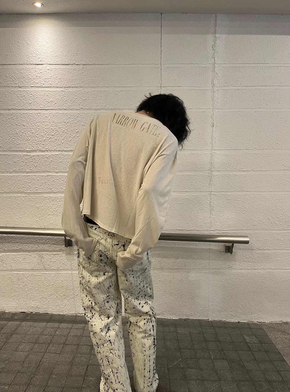 送料関税込 【NO E MOSEN】 Snowflake Cotton Print Long Tee No E Mosen] Snowflake Cotton Print Long Sleeve T-shirt - 비