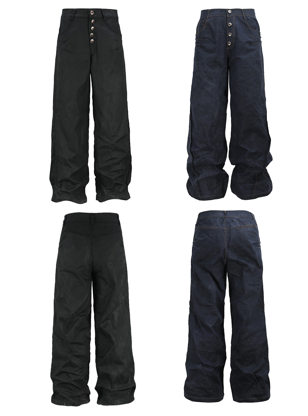 送料関税込 【NO E MOSEN】 Dark Blue Wax Dyed Baggy Jeans No E Mosen] Dark Blue Wax Dyed Baggy Jeans - 비엑세스