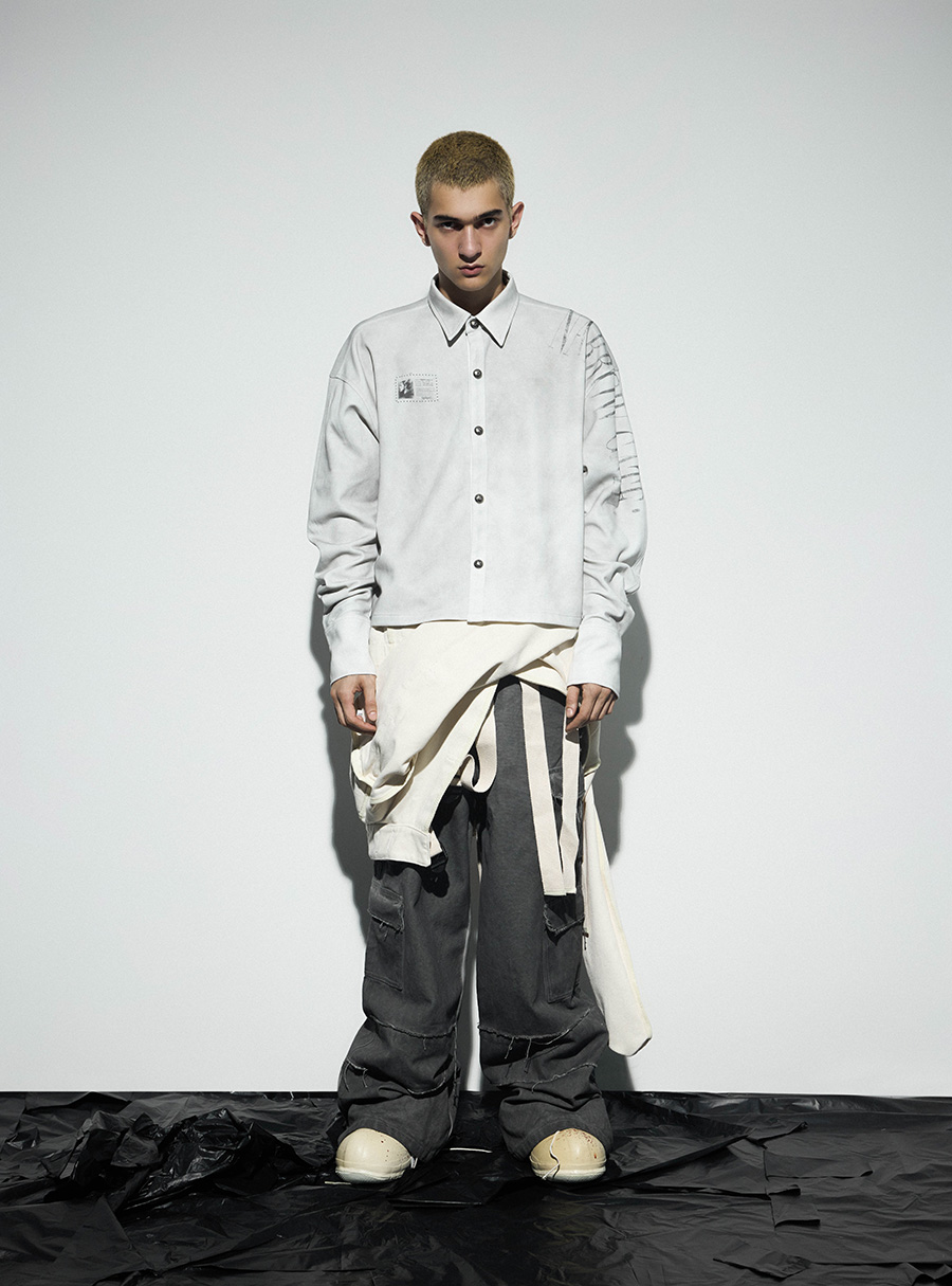 即送 no E mosen* washed long sleeves No E Mosen 24AW - Printed Relaxed Pants - Fur Collar Pullover