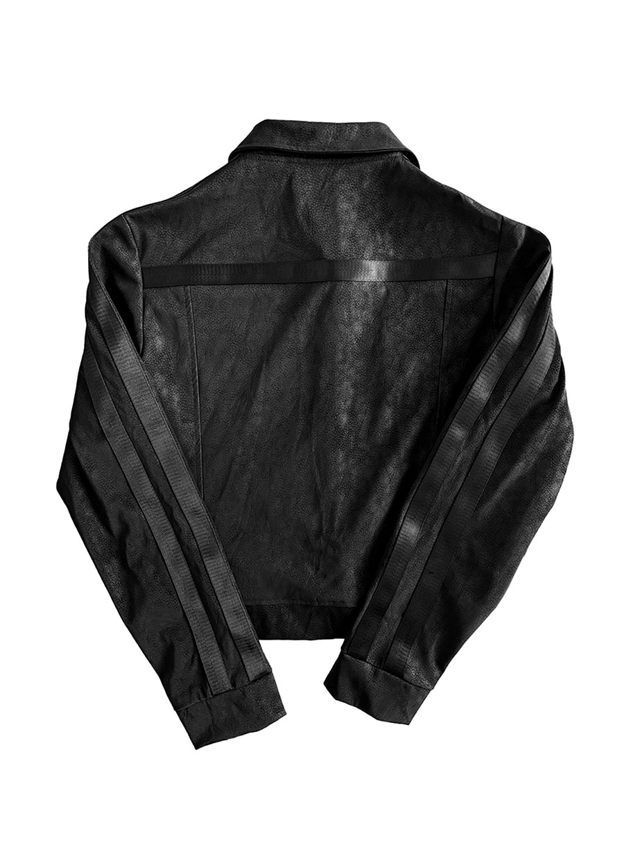 no E mosen] Raven Blood Vein Pattern Leather Jacket - BCAESAR