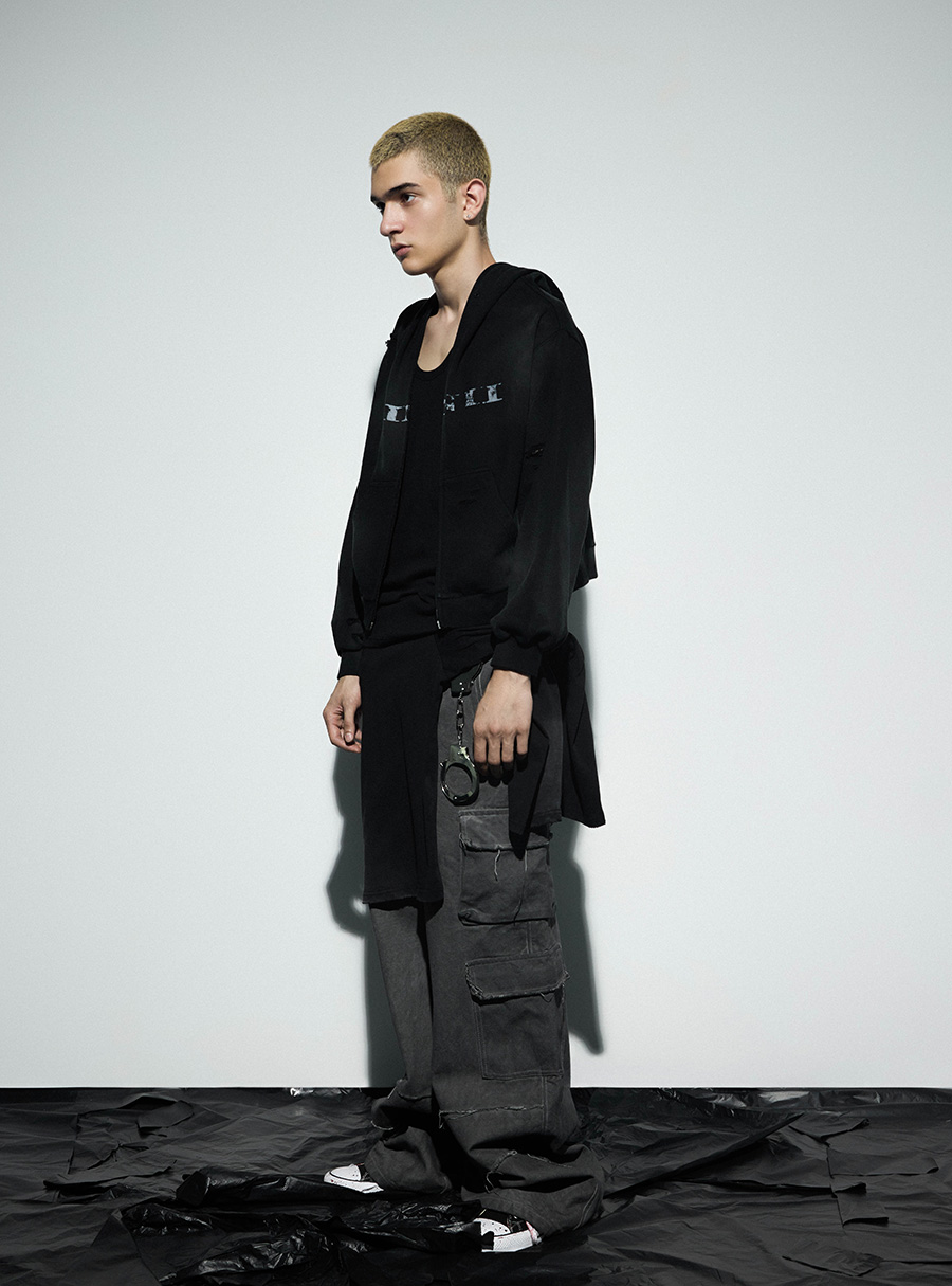 no E mosen] Washed Distressed Hoodie - BCAESAR
