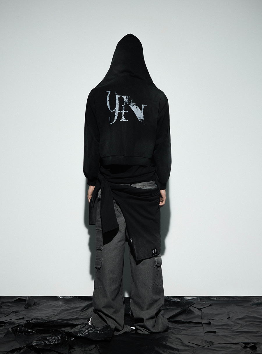 no E mosen] Washed Distressed Hoodie - BCAESAR