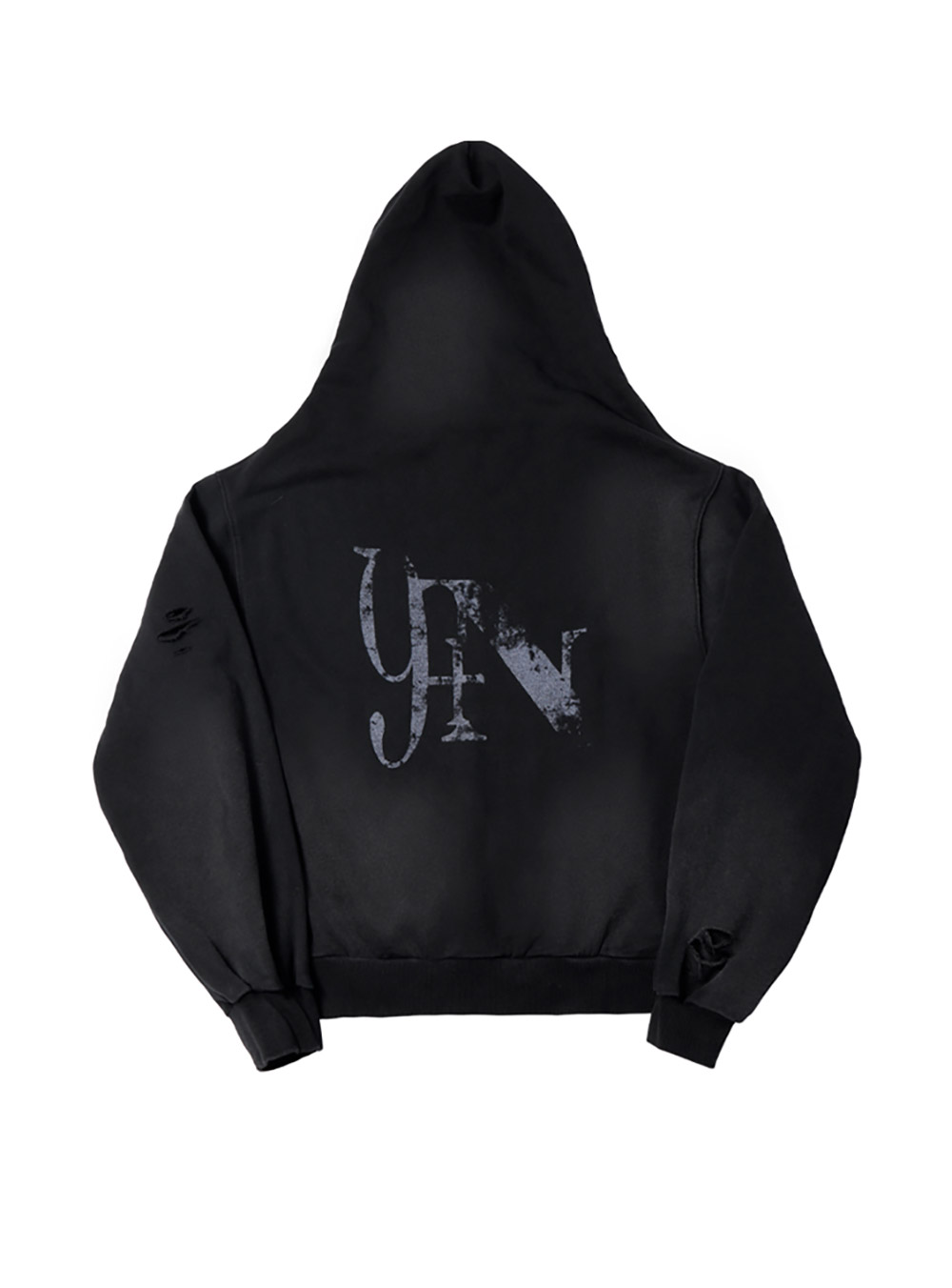 no E mosen] Washed Distressed Hoodie - BCAESAR