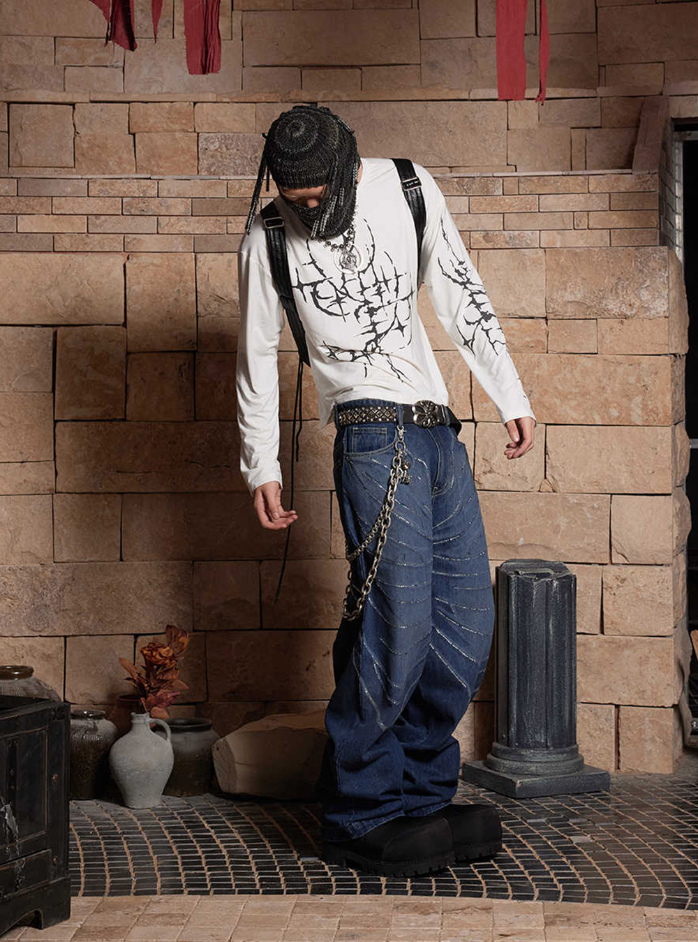 DND4DES] Laser Cut Loose Denim Pants - BCAESAR