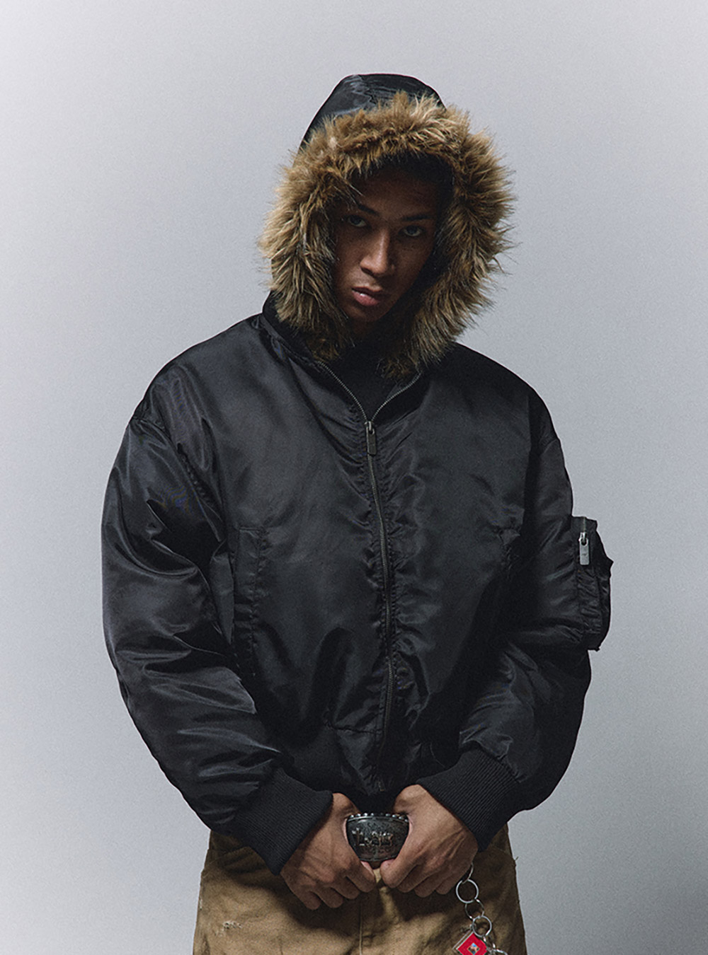 ANTIDOTE MA-1 Sサイズ ANTIDOTE MA-1 Sサイズ ANTIDOTE] Fur-Lined MA-1 Bomber Jacket