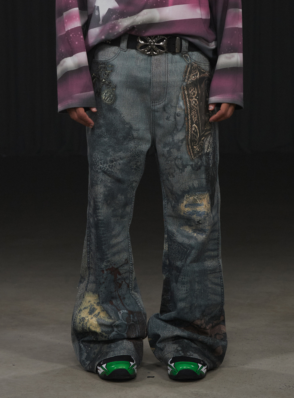 DND4DES] Blue Graffiti Printed Denim Pants - BCAESAR