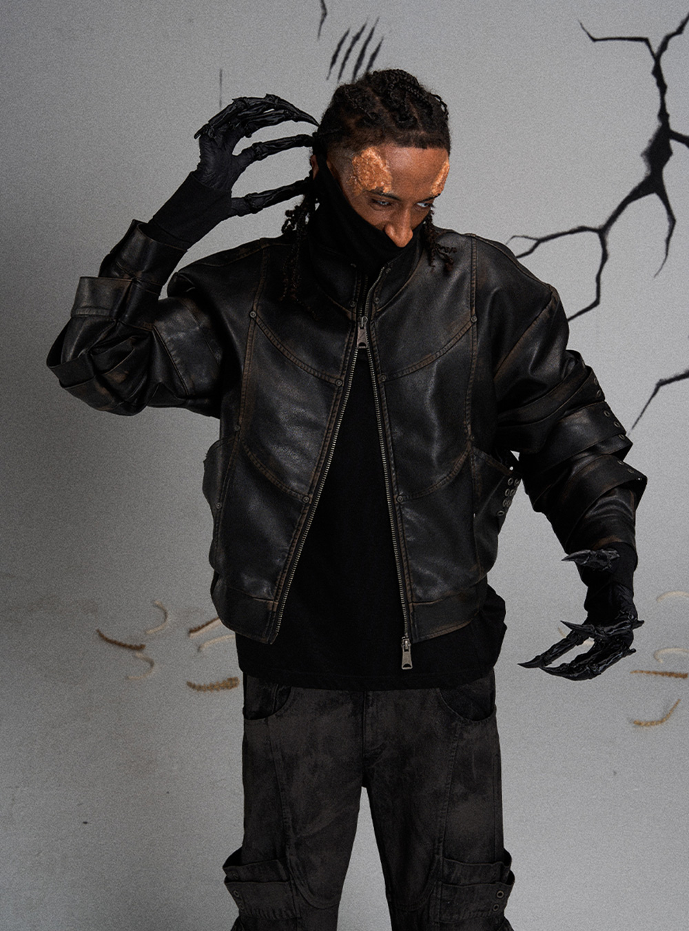 flyerrer レザージャケット s FLYERRER] Distressed Leather Jacket - BCAESAR