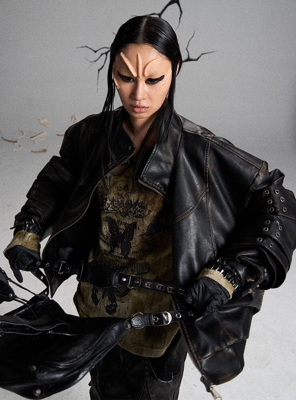 flyerrer レザージャケット s FLYERRER] Distressed Leather Jacket - BCAESAR