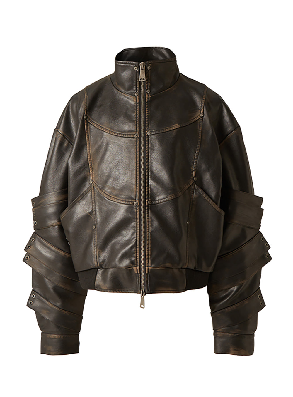 FLYERRER] Distressed Leather Jacket - BCAESAR