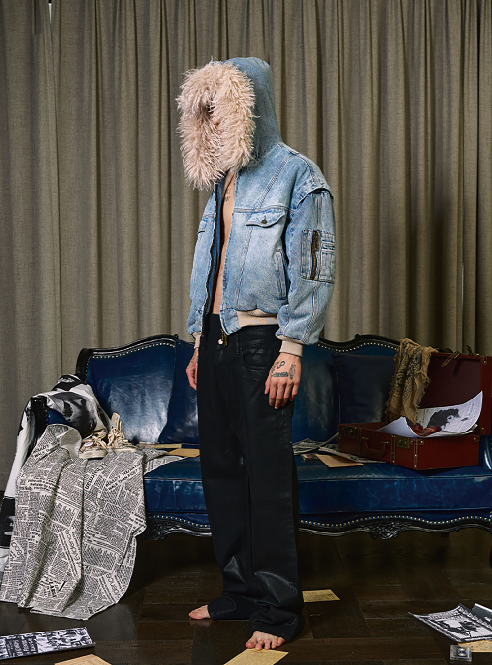 WANNA LAB] Wool Blend Cropped Bomber Jacket (2color) - BCAESAR