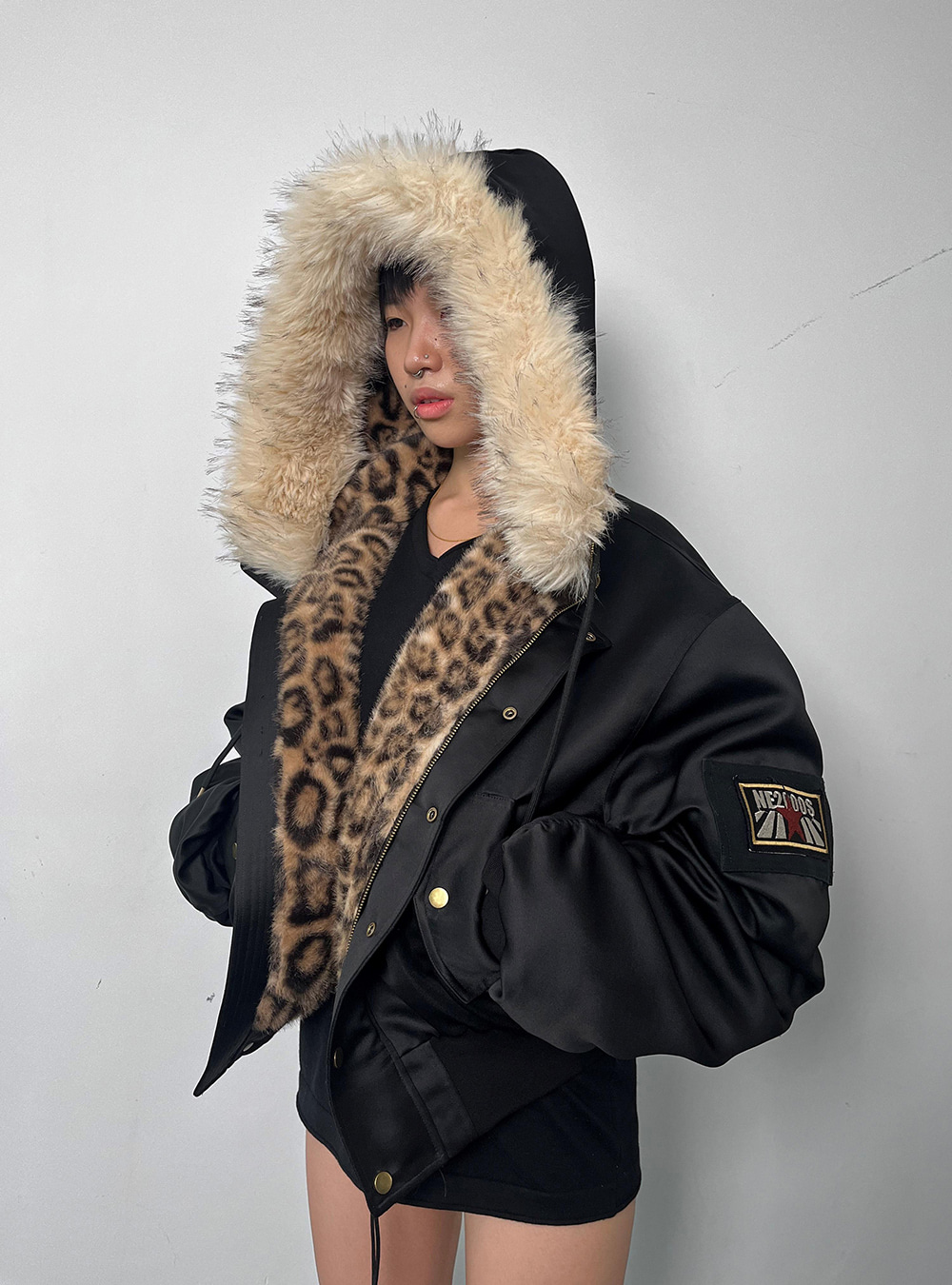 No e mosen Fur leopard down y2k 短丈 No e mosen Fur leopard down y2k 短丈 - メルカリ