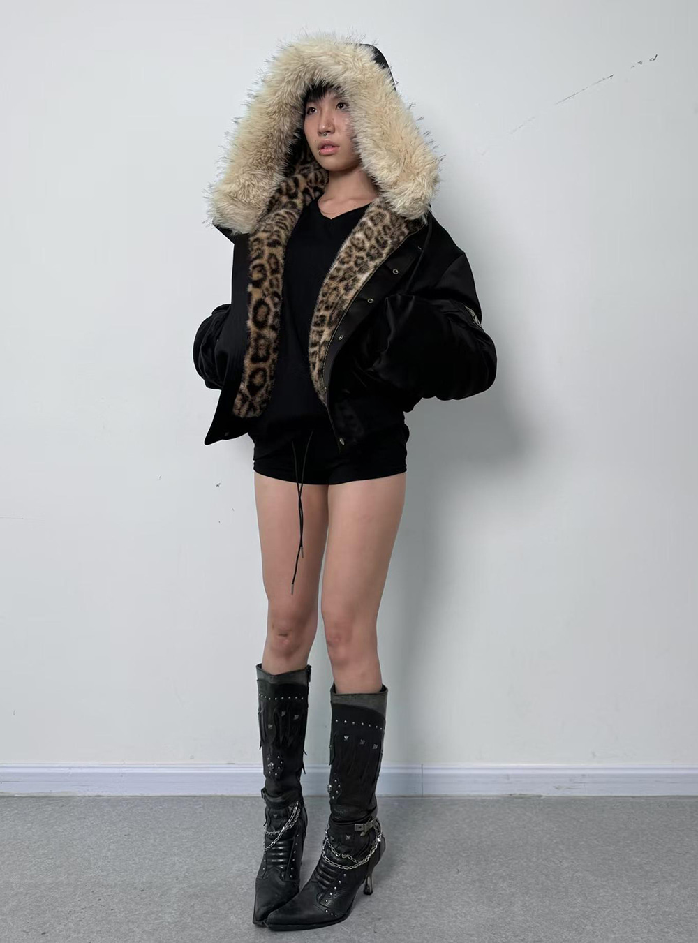 No e mosen Fur leopard down y2k 短丈 No e mosen Fur leopard down y2k 短丈 - メルカリ