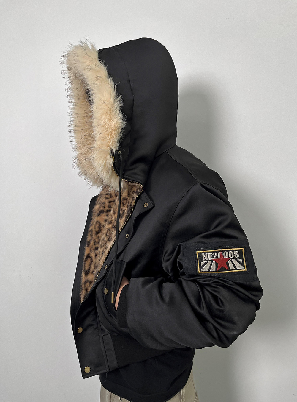 Leopard Pattern Fur Hooded Jacket | BCAESAR