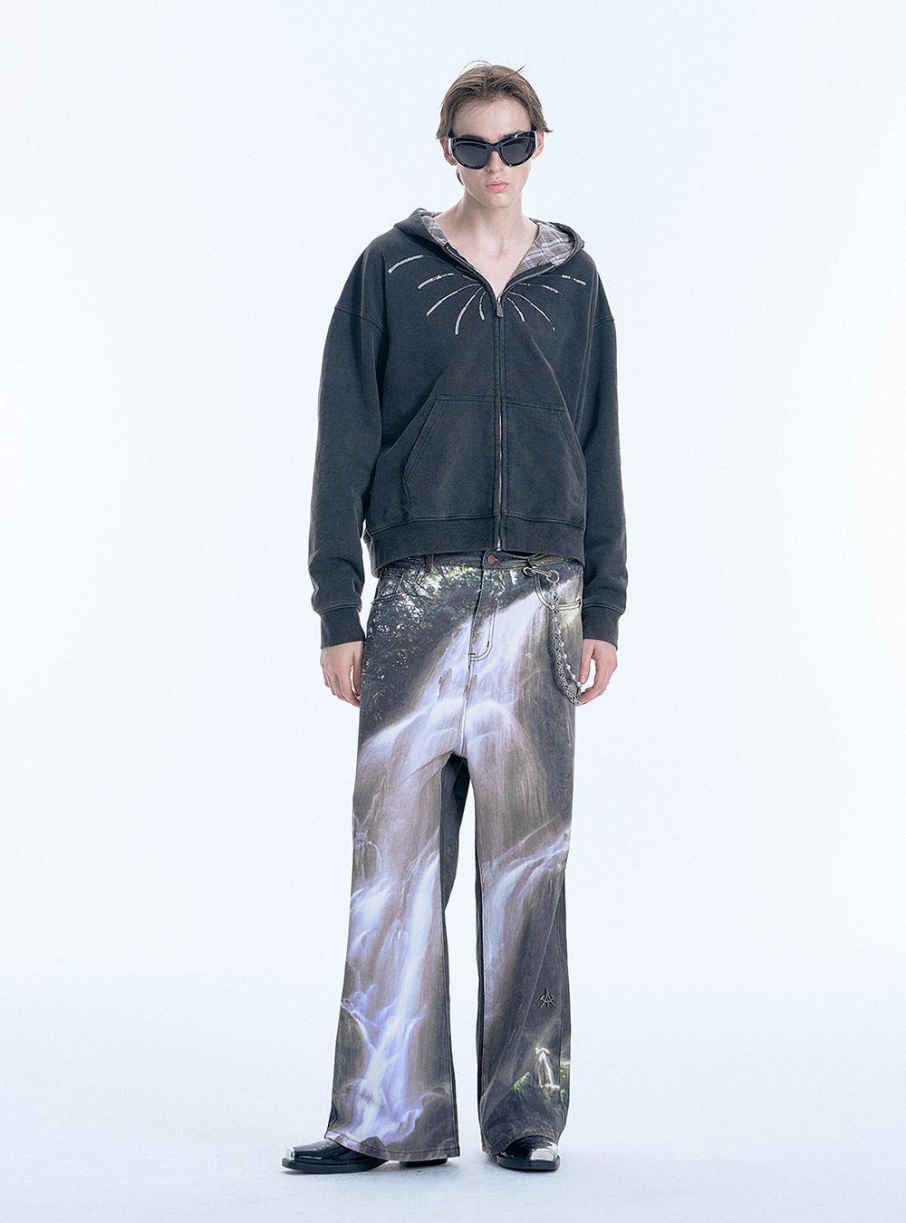 APRIORITY] Waterfall Print Baggy Jeans - BCAESAR