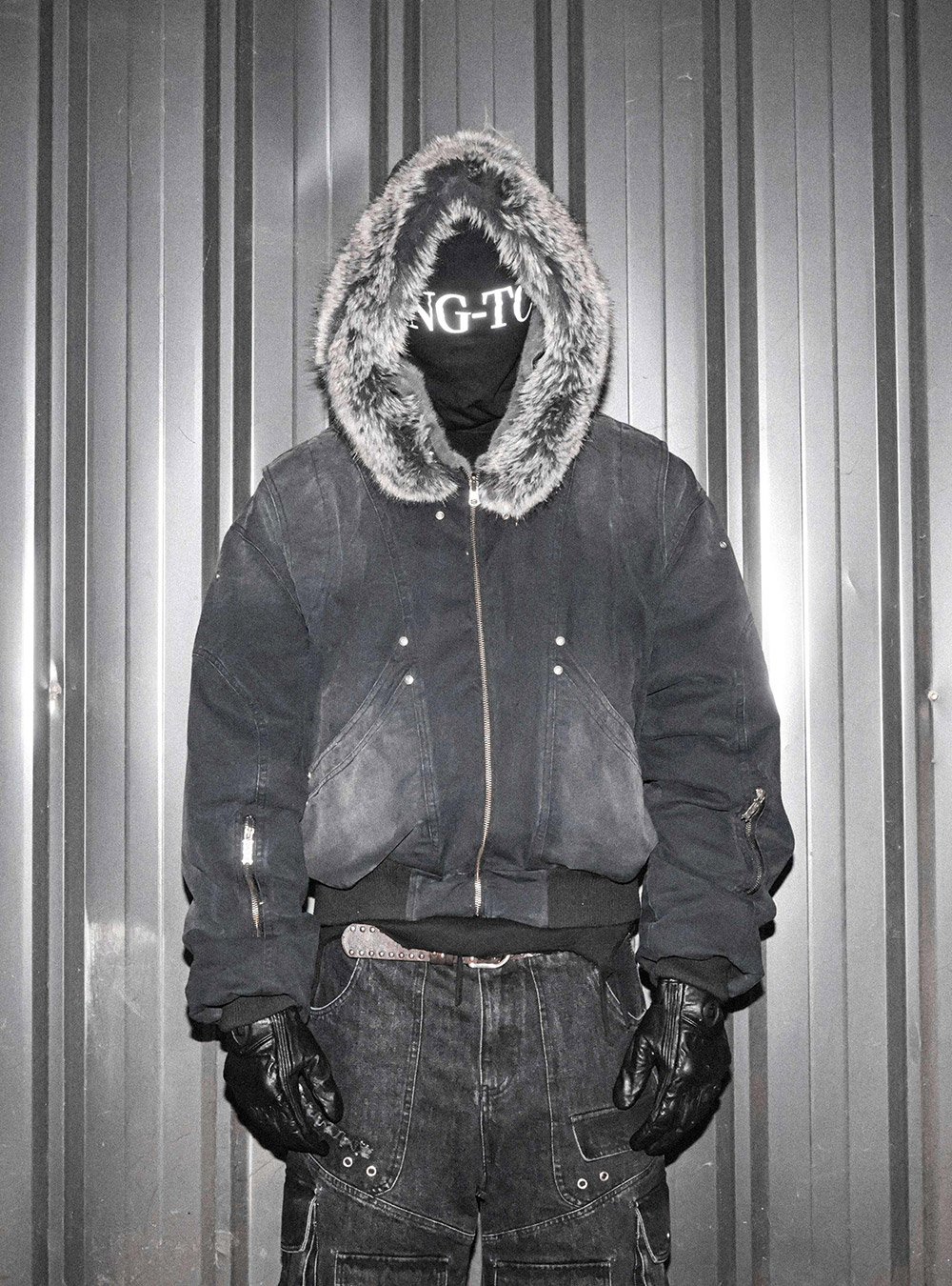 Fur Collar Dual-Sided Bomber Jacket - BCAESAR