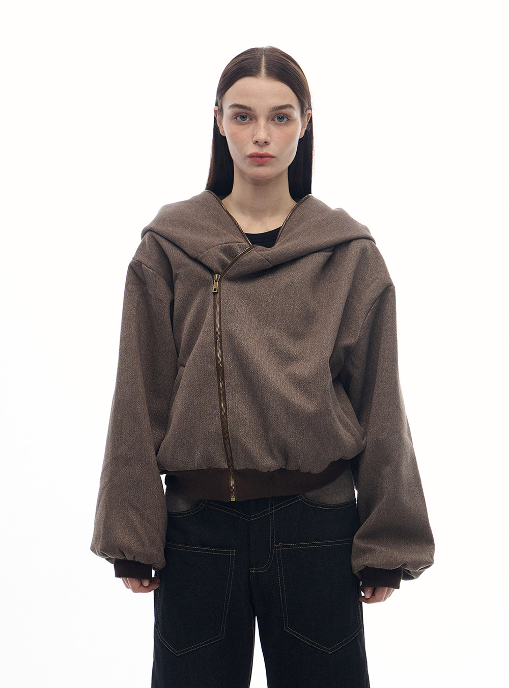 Slight Vogue] Asymmetrical Hooded Jacket (2color) | BCAESAR