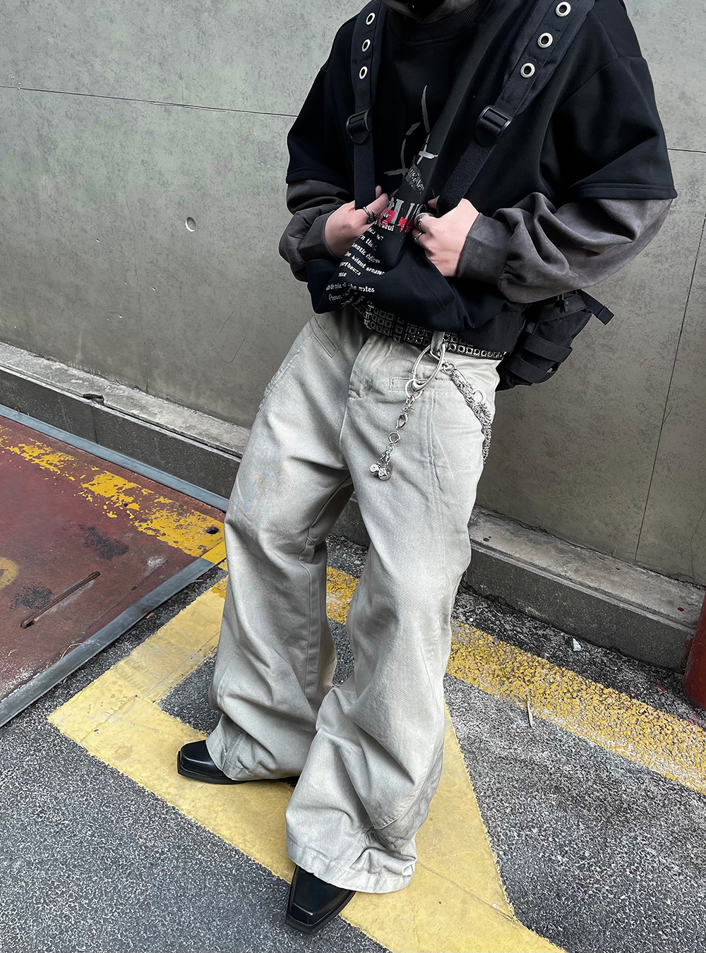 国内で当店のみ DARKFOG - Deconstructed Style Wide-Leg Denim DARKFOG] Deconstructed Style Wide-Leg Denim Pants - BCAESAR