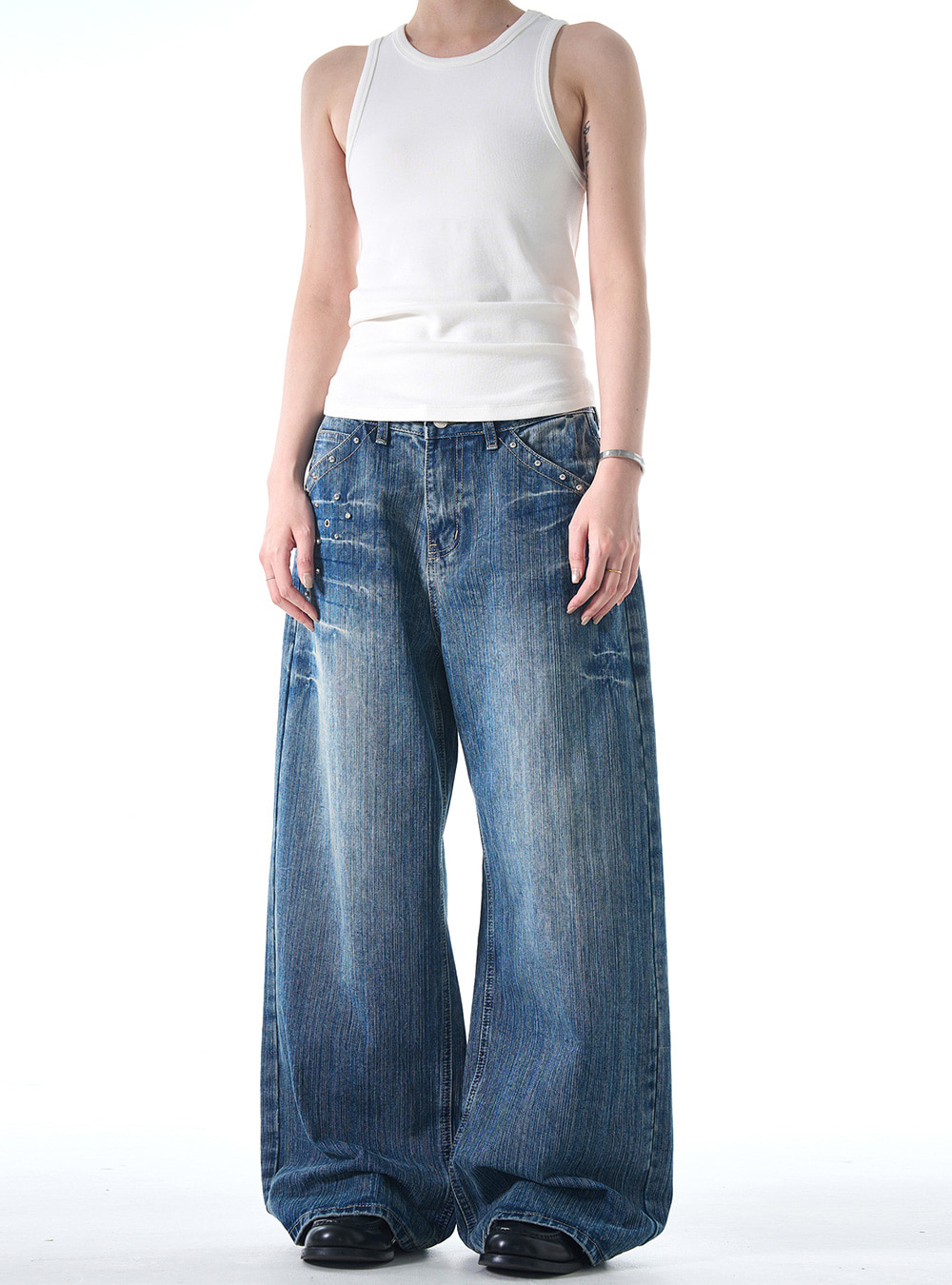 国内で当店のみ MADWITCH - WASHED WIDE-LEG PANTS MADWITCH WIDE LEG WASHED JEANS #K8512 – MadWitch Store