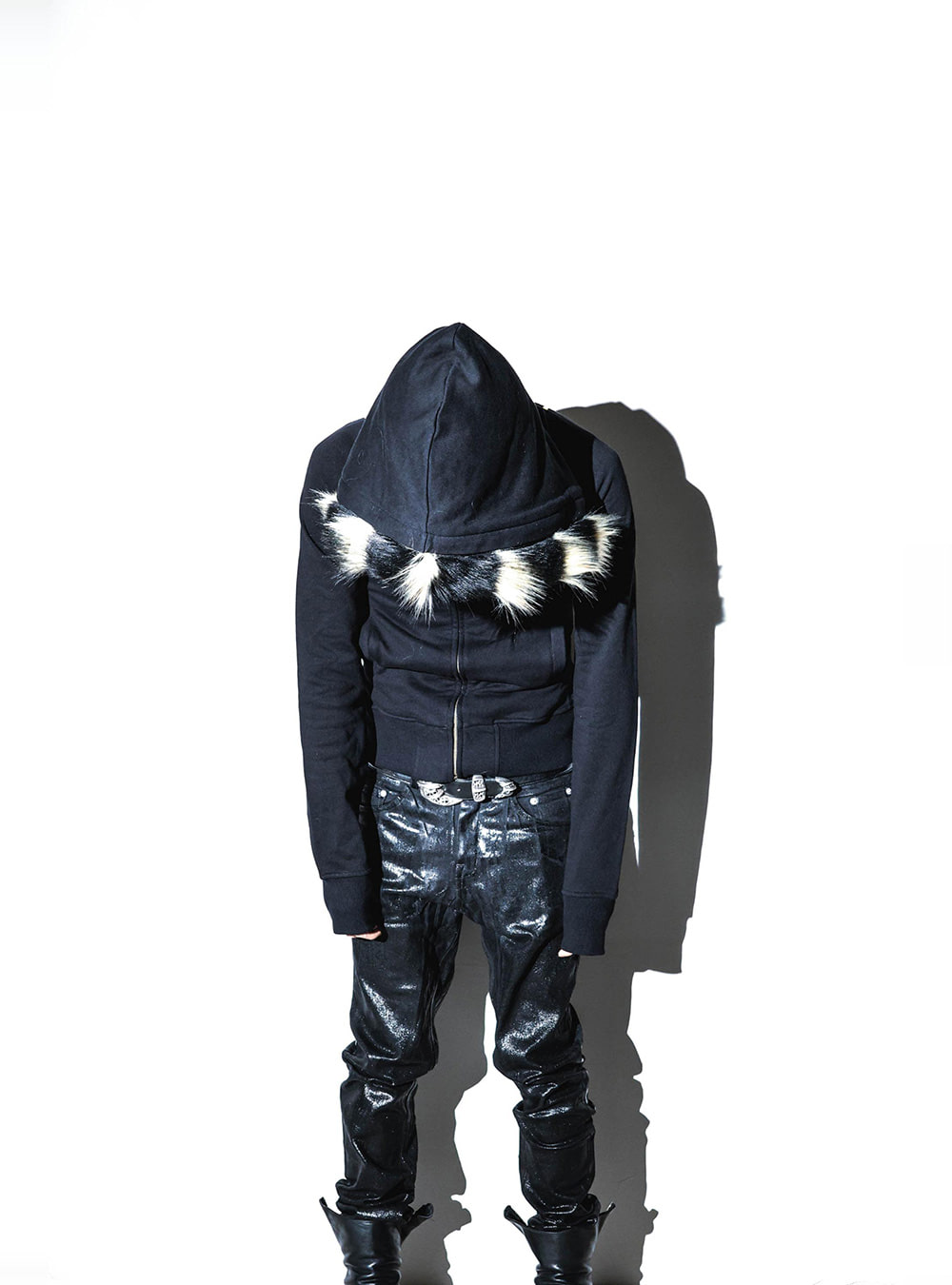 国内で当店のみ PCCVISION - Gold Print Fur-Trim Hoodie PCCVISION] Gold Print Fur-Trim Hoodie - BCAESAR