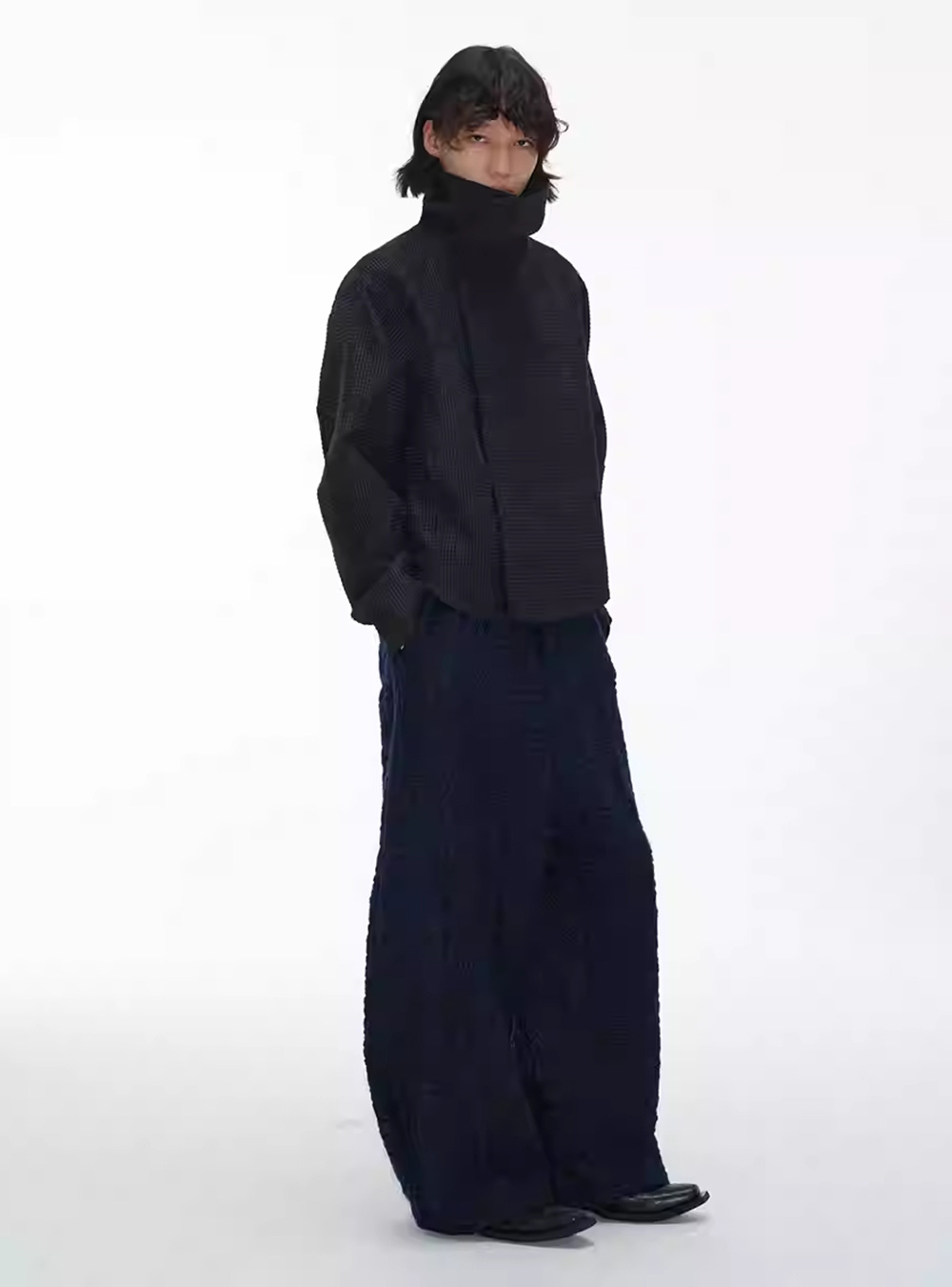 Black Checked Zipper-Jacket | BCAESAR