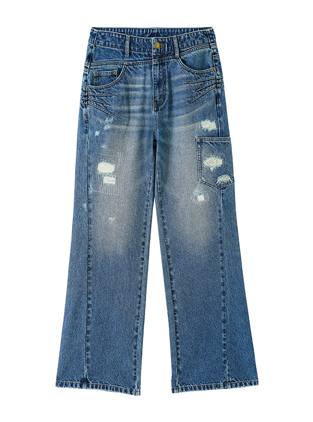 Vintage Distressed Denim Pants - BCAESAR