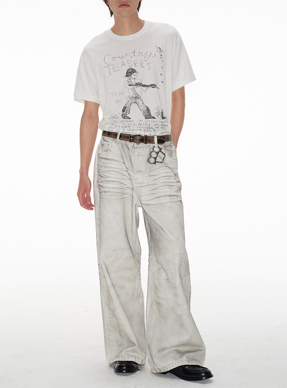 パンツ JCAESAR Distressed White Wide-Leg Denim JCAESAR Distressed White Wide-Leg Denim - メルカリ