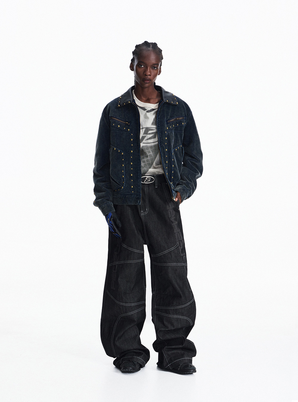 Peoplesense Blue Raw Wide-leg Jeans（M） Peoplesense Wide-leg Blue