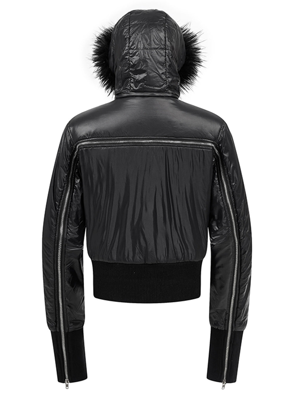 Rebel Wave Fur Collar Bomber Jacket (Black) - 비엑세스
