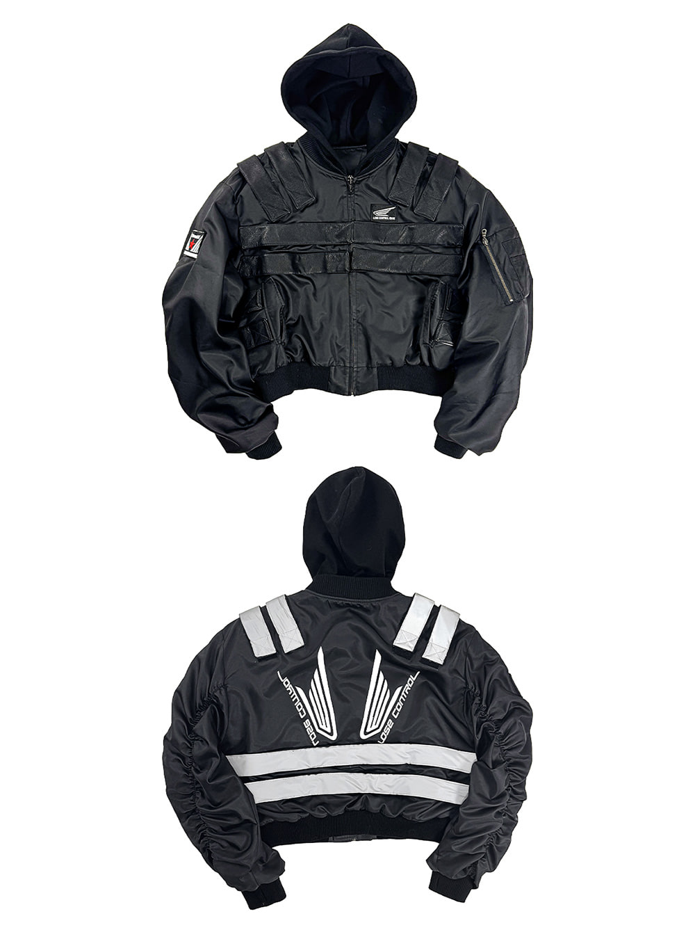 Lose Control Edge Reflective Hooded Bomber Jacket | BCAESAR