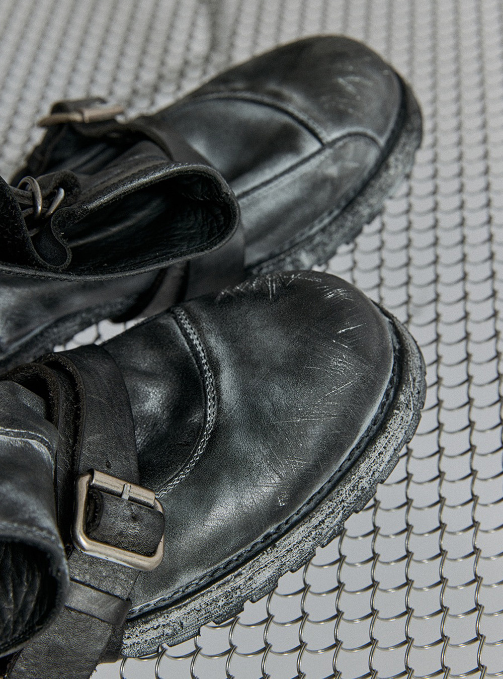Frosted Leather Engineer Boots - BCAESAR