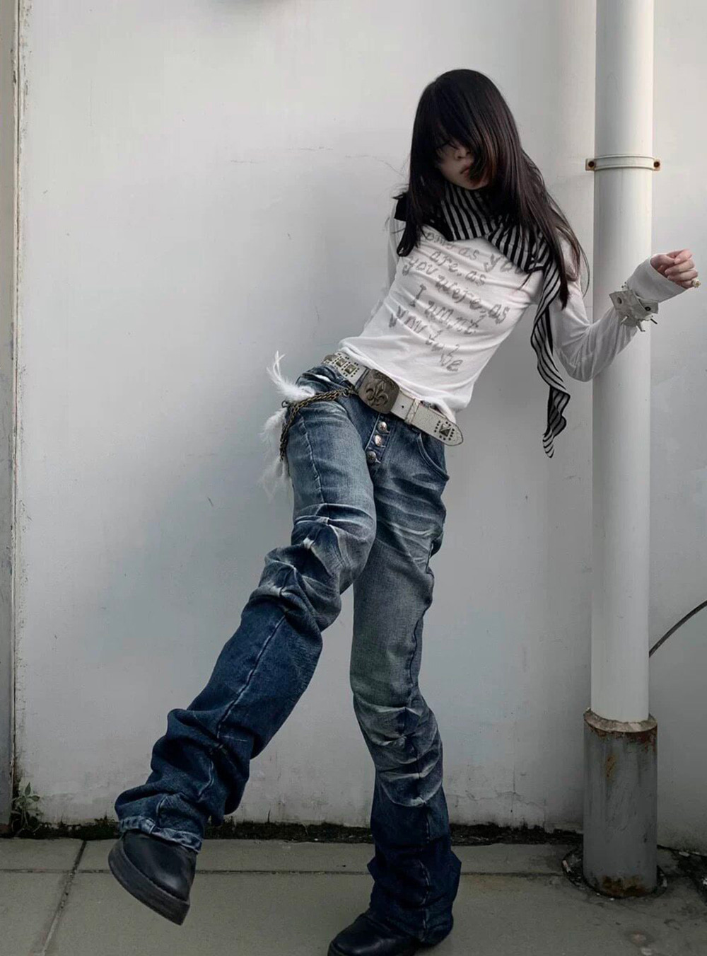 no E mosen] Ripple 3d Blue Jeans - BCAESAR