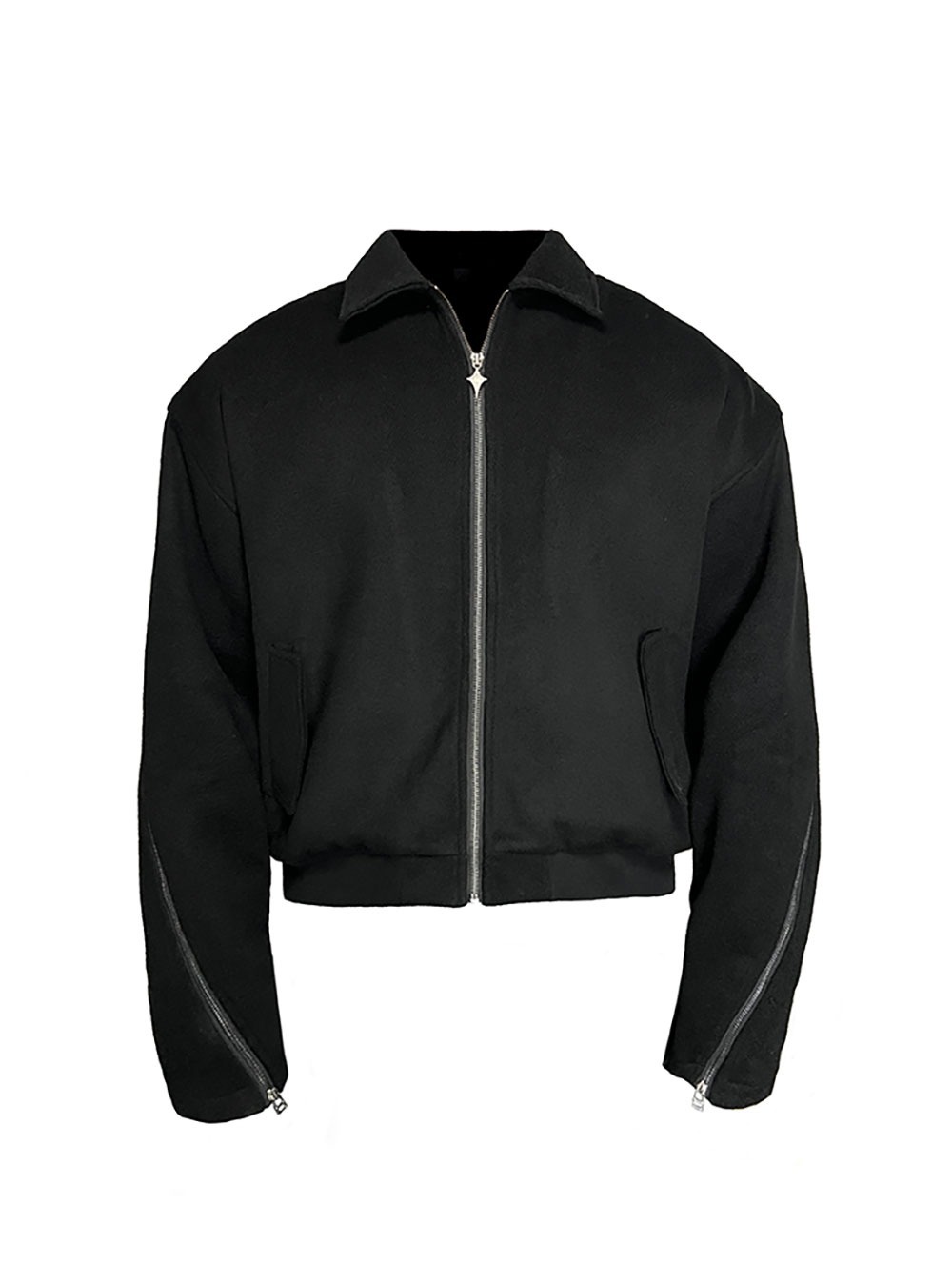 [JCAESAR] Heavy Double Zipper Wool Jacket (Black)