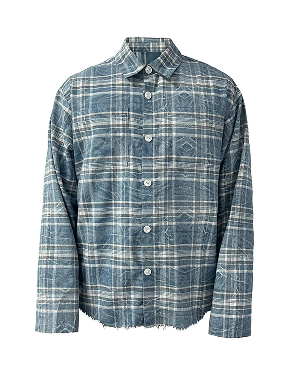 [JCAESSR] Wood pattern washing check pattern shirt