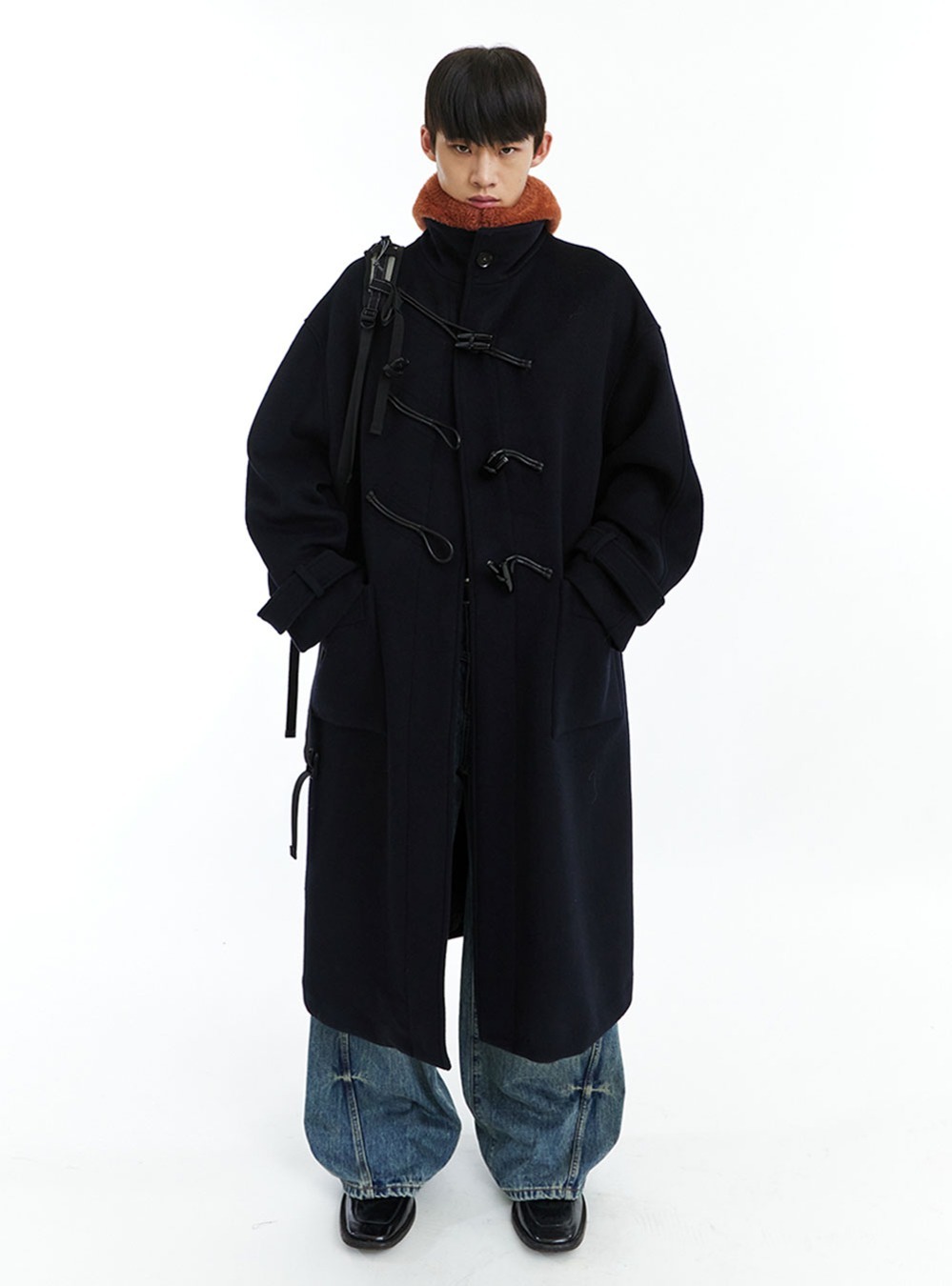 [NEVERSEEZ] heavy wool stand collar overcoat (2color)